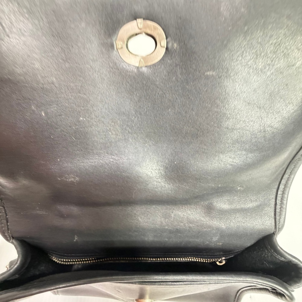 Vintage Coach Station Bag 9870 Black Leather Crossbody Satchel Made USA - Picture 7 of 16